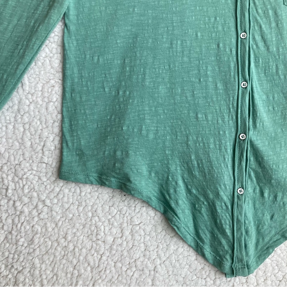 Caslon Women’s tie front long sleeve V-neck button down slub cotton top, Sz XS - Picture 7 of 13